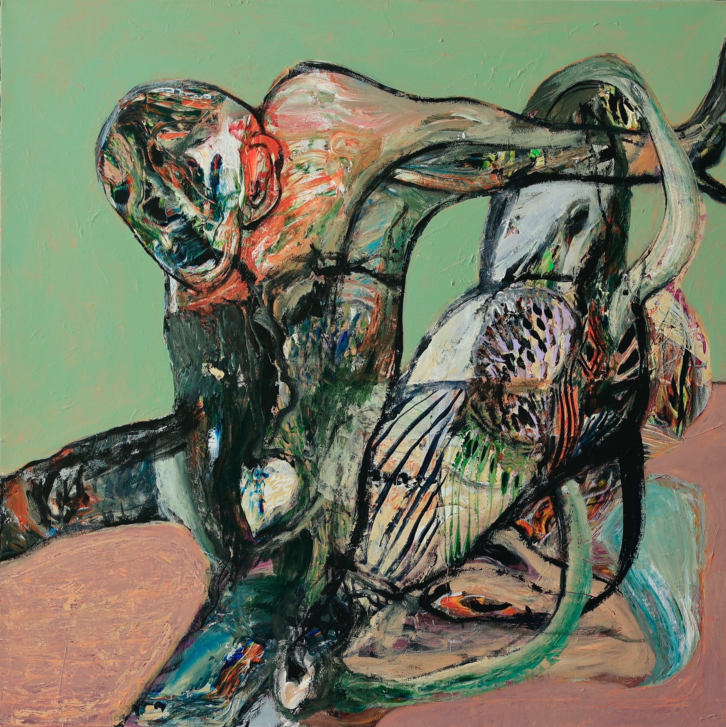 Attempting to Prove Existence painting by Wassem Alahmad, acrylic on canvas, 2024